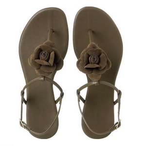 Flats Zoe Flower Green Army