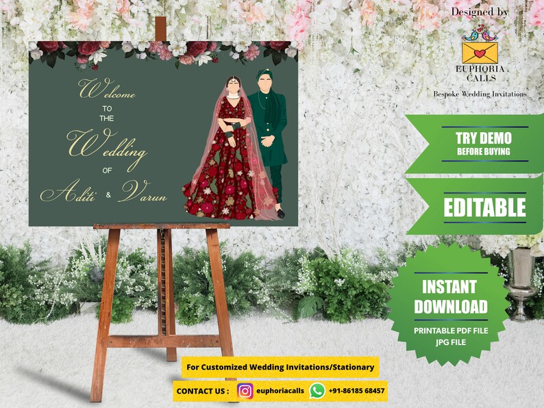 EDITABLE &amp; PRINTABLE Indian Wedding Welcome Signcustom - Etsy