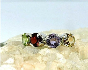 Sterling silver gemstone Ring multi color gemstone ring silver ring stone ring stone silver ring, multi color ring