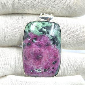 Natural Ruby Zoisite Pendant 925 Sterling Silver, Ruby in Zoisite Necklace, Green Pink Gemstone Jewelry, Healing Crystal Gift for Her