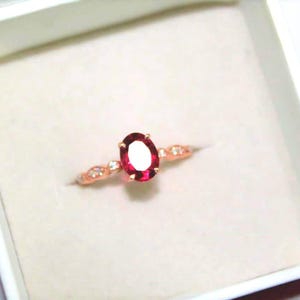 14k Rose Gold Oval Ruby and Diamond Ring
