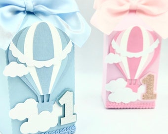 Personalized Hot Air Balloon Favor Box, Baby Shower Birthday Party