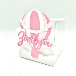 Heteluchtballon duidelijk bedankdoosjes, bedankje voor babyshower, dozen snoep, babymijlpalen, geschenkdozen, tafeldecoraties, babyshower heteluchtballon
