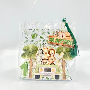 Clear Personalized Safari Theme Gift Bag Party Favor Safari Goodie Bag Safari Party Favor 1st Birthday Party Favors Baby Shower Gift Bags