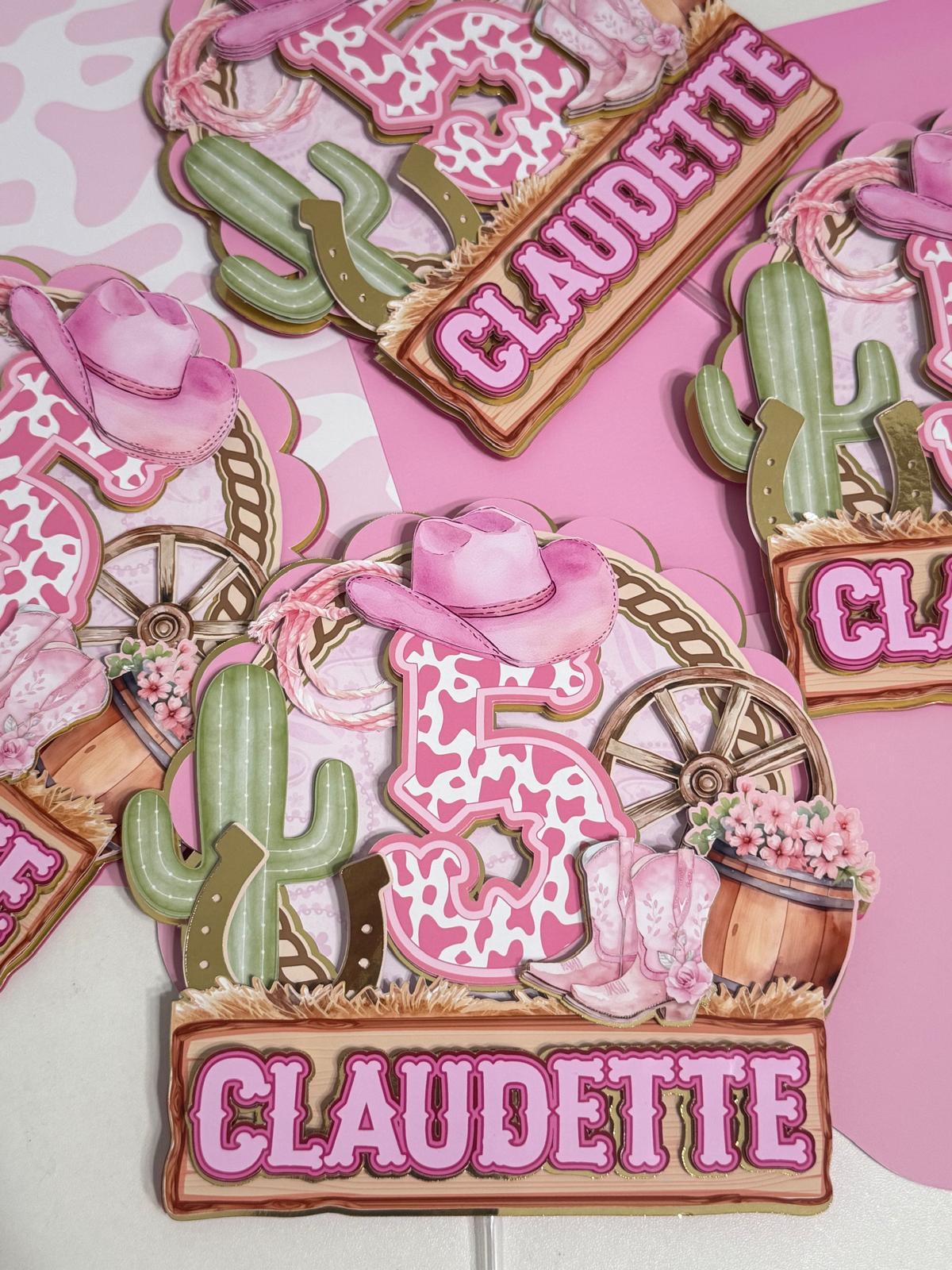 Cowgirl First Rodeo Cake Topper, Pink Birthday Centerpiece - Etsy