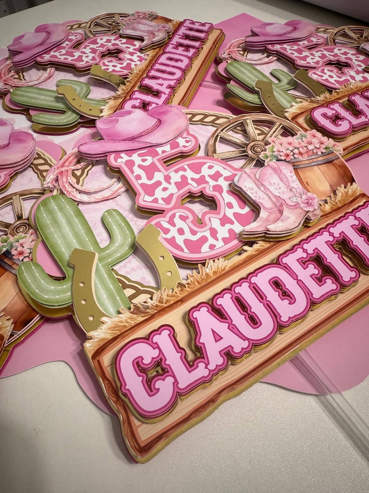 Cowgirl First Rodeo Cake Topper, Pink Birthday Centerpiece - Etsy