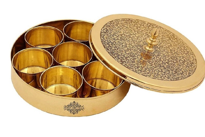 Indian Brass Handmade Masala Box Dabba /Spice Container with Etsy