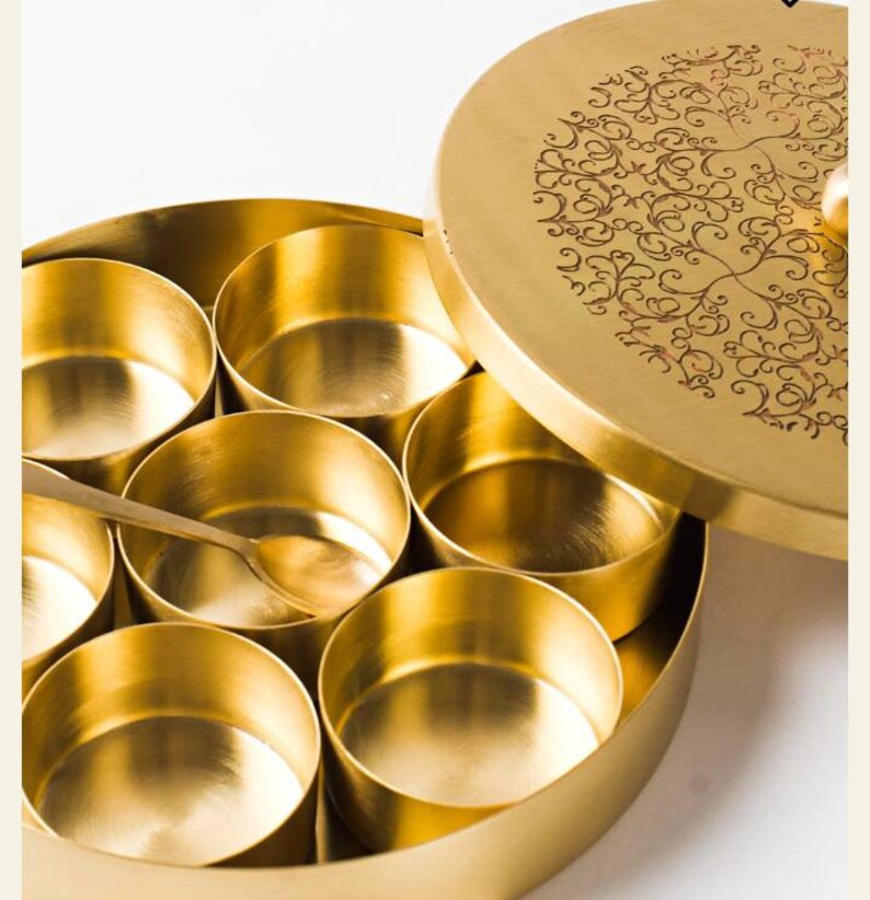 Traditional Indian pure brass etched Design masaladani/ brass Etsy