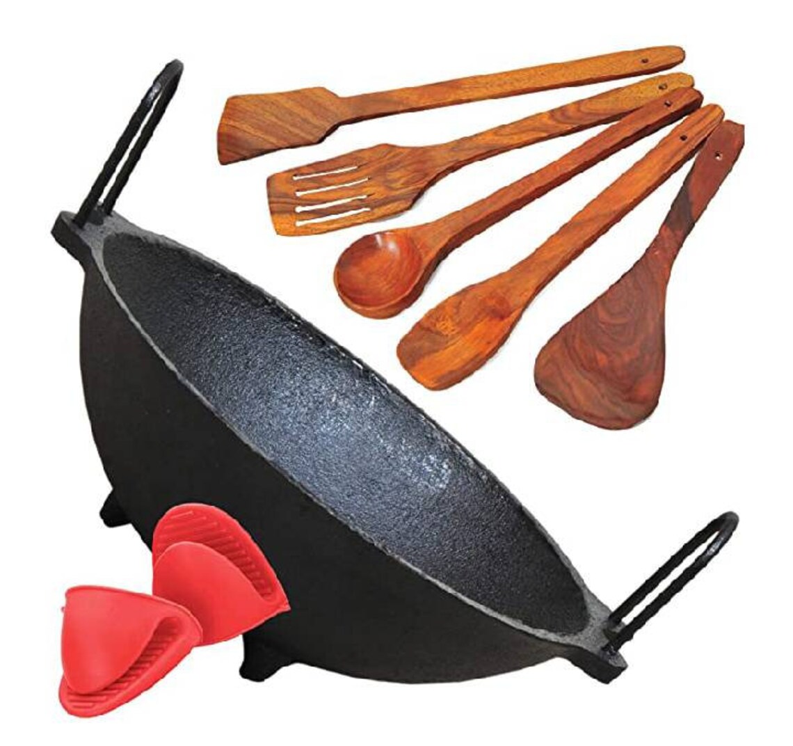 Pre Seasoned Cast Iron Kadai for Cooking 10 Inch Kadhai Etsy