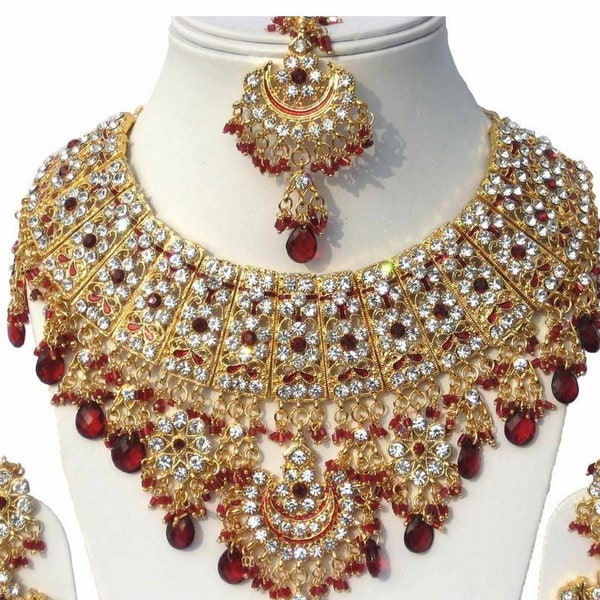 Parure de bijoux Jodha's Kundan Zeconic Bollywood en plaqué or