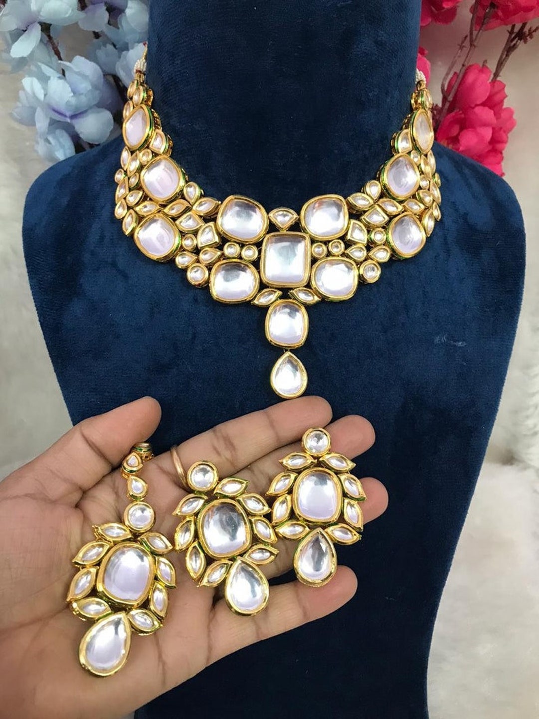 Royal Kundan Jewelry Bridal Kundan Jewelry Semi Bridal Kundan Jewelry plain Kundan Necklace Simple Kundan Jewelry Punjabi Kundan Jewelry Etsy