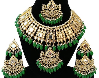 Indian Kundan Choker, Bridal Kundan Necklace Set, Indian Jewelry, Bridal Jewelry, Gold Plated Necklace, Wedding Necklace Earrings