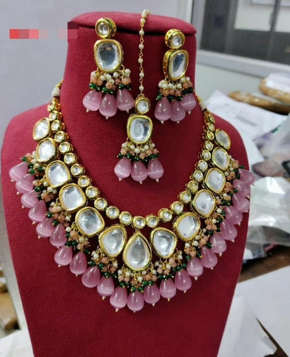 Pink Kundan Gold Plated Choker Set designer Sabyasachi Inspired