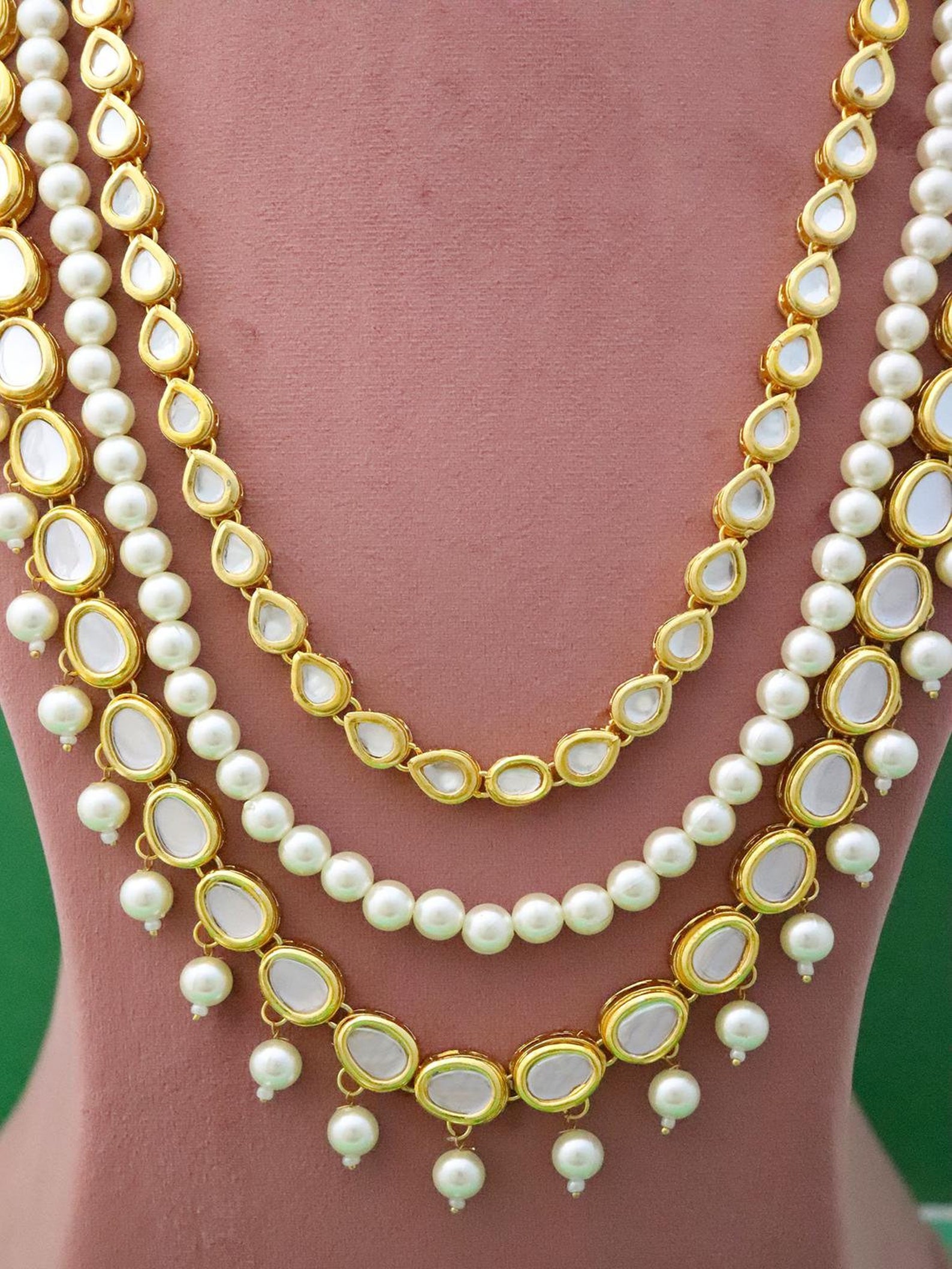 Kundan Bridal Choker Necklace Earrings Tikka Set Long - Etsy