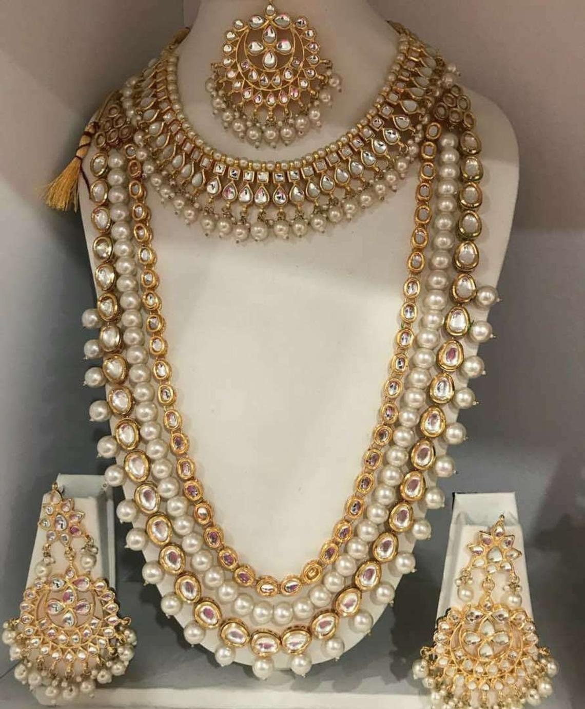 Kundan Bridal Choker Necklace Earrings 