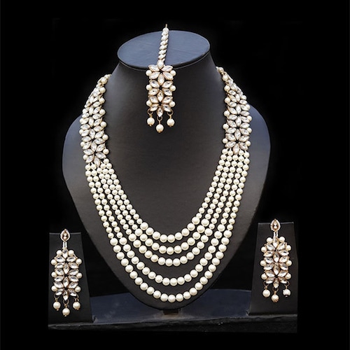 Kundan Bridal Choker Necklace Earrings Tikka Set Long - Etsy