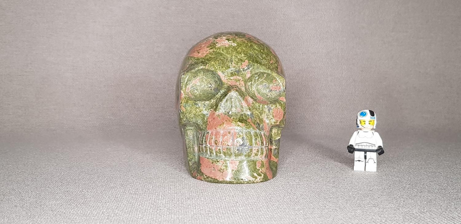 Crâne de Cristal Naturel Unakite 1, 96 Kg, Sculpté à La Main, Crane Cristal, Spiritualité, Méditatio