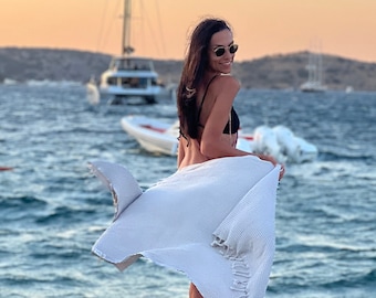 Organic Cotton Turkish Waffle Towel Peshtemal Beach Blanket