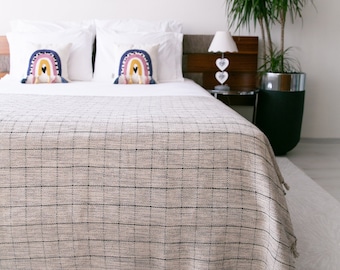 Grote geruite Turkse katoenen plaid: boho decor