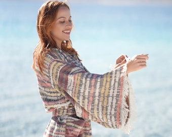 Turkse badjas boho kimono strandkleed vakantie look bruidsmeisje badjas