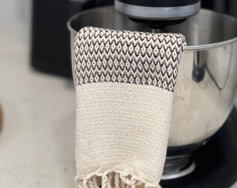 Bruine Turkse katoenen handdoek: boerderijkeukentheedoek