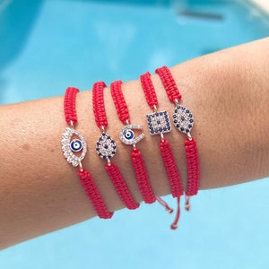 Red String Evil Eye Bracelet: CZ Charm, Adjustable Friendship Jewelry