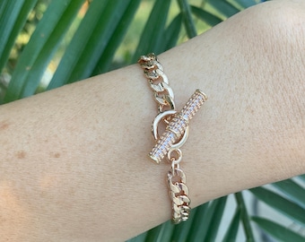 Stack Bracelet, Toggle Bracelet, T bar Bracelet, Curb Chain, Gold Link Bracelet, Think Chain Bracelet, Mariner Bracelet, T bar Bracelet