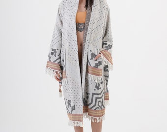 Katoen Kimono Robe Turkse Badjas Bruidsmeisje Robe Luxe Badjas Sauna Robe Kamerjas Beach Cover up Boho Robe voor vrouwen