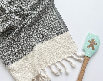 Zwarte Turkse handdoek: 100% katoenen keukentheedoek