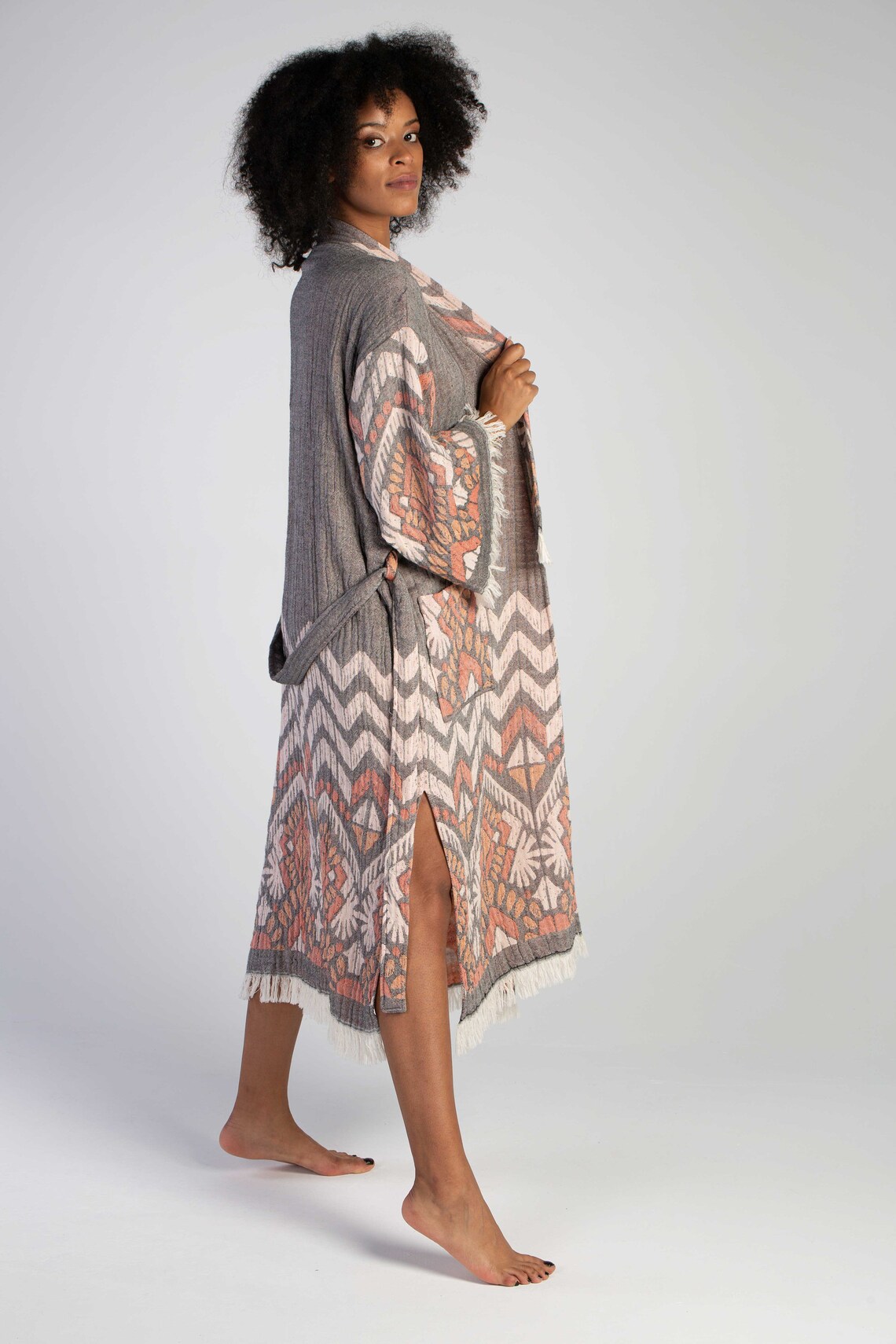Summer Beach Robe Bathrobe Beach Cover Boho Kimono Cotton Robe Summer Loungewear Thin ...
