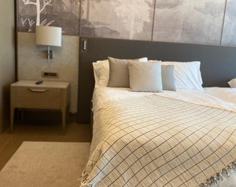 Manta de algodón turco tejida a mano: decoración rústica a cuadros