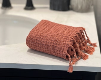 Turkse handdoek, biologisch katoenen wafelhanddoek, keukenhanddoek, theedoek, decoratieve badkamerhanddoek vintage look, cadeauhanddoek voor moeder