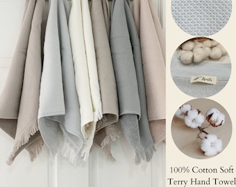 Turkish Cotton Terry Hand Towel Set Decorative Bath, Kitchen, Face (19x35)