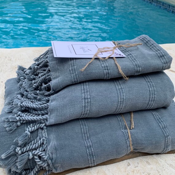 Buy Turkish Towel Cotton Bath Towel Gray Beach Towel Decorative Bathroom Towel Cotton Fouta Turkish Towel Set Spa Towels Yoga Towel Online in India Etsy