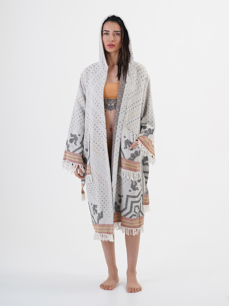 Lower Robe Organic Turkish Cotton Kimono Robe: Boho Beach Cover-up - Etsy