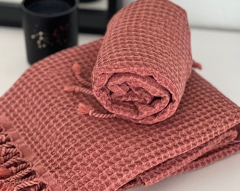 Turkish Towel Organic Cotton Waffle Towels Turkish Beach Towel Cotton Fouta Spa Towel Set Yoga Travel Gym Towel