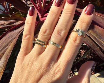 Gouden statementring, gewaagde bandring, waterdichte sieraden, cadeau voor haar, boho Sunrise-ring