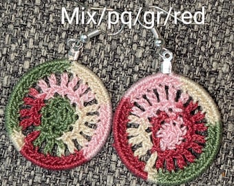 Earrings, crochet jewelry, crochet earrings, hippy jewelry, handmade jewelry, circle earrings