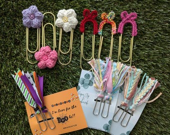 Bookmark/Crochet Bookmark/Crochet clip/Ribbon Clip/Planner Paper Clip/Planner Clip/Bookmark Gift/Halloween clips