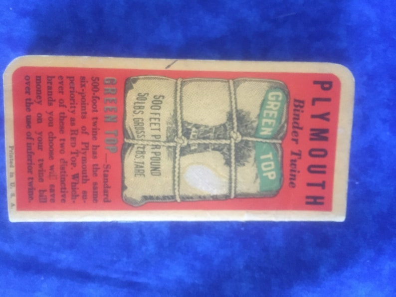 Vintage Plymouth Binder Twine Notebook Etsy