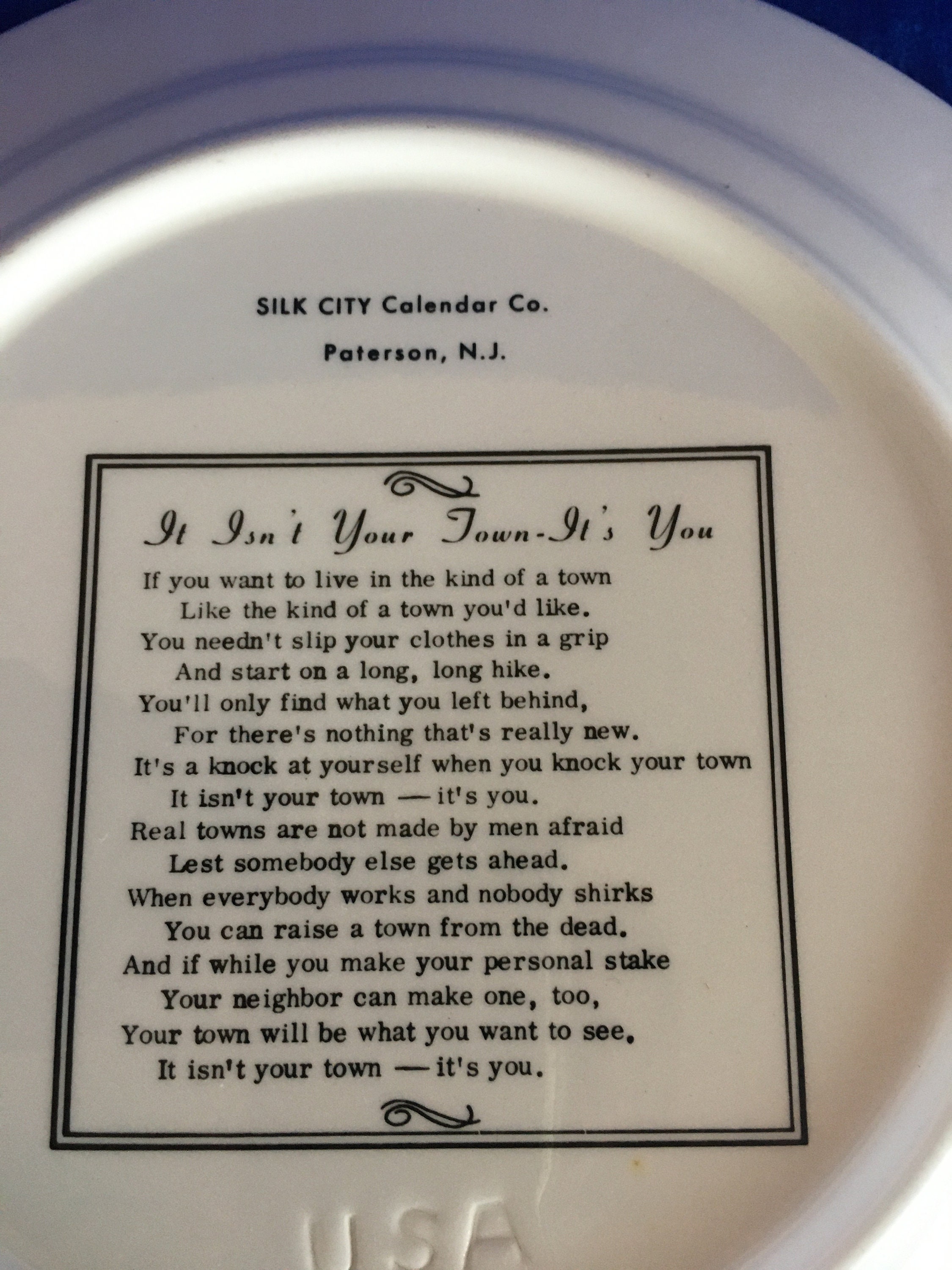 Vintage A Silk City Calendar Co. Plate Etsy