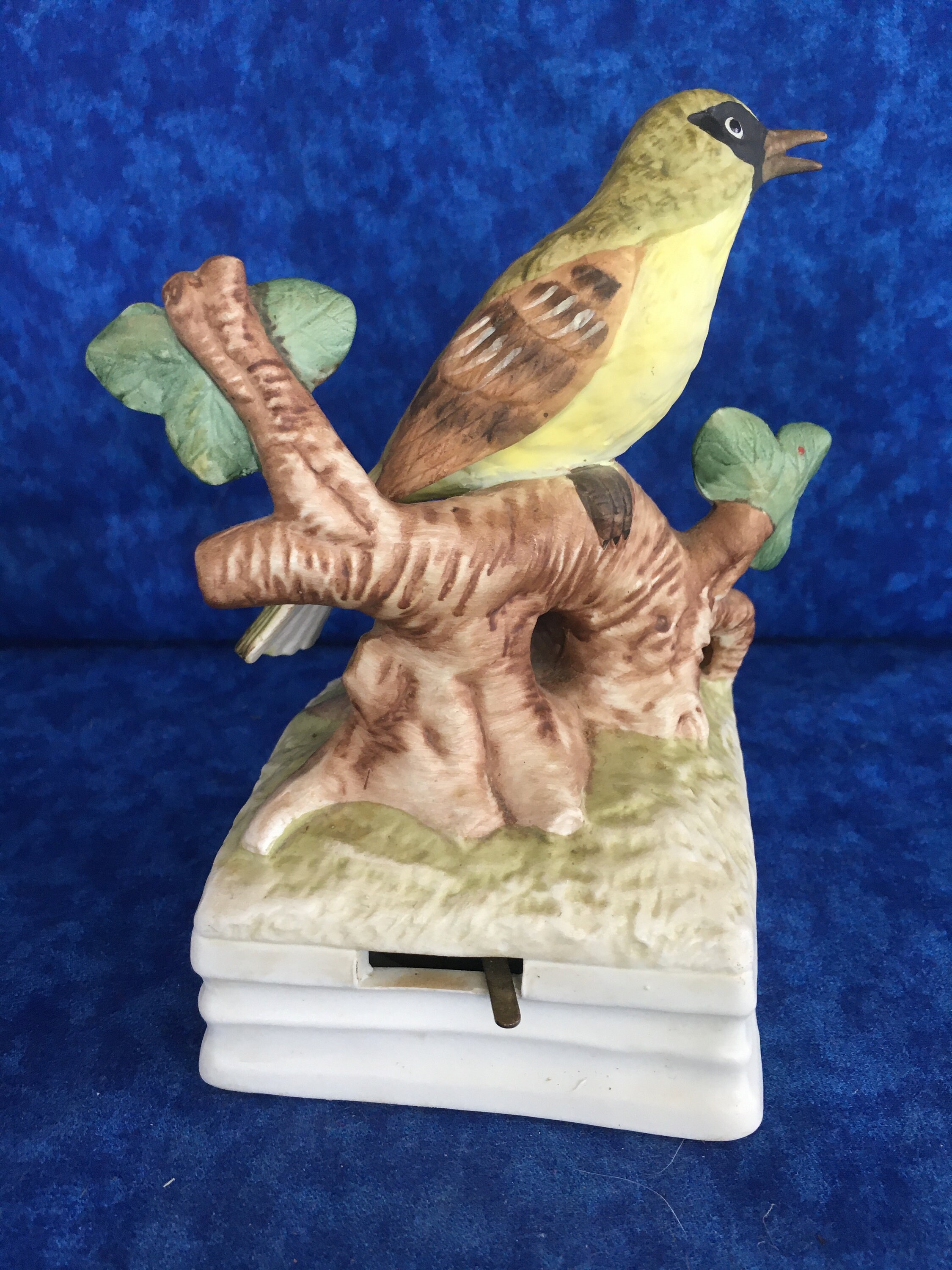 Vintage Gorham Music Box & Bisque Bird on Branch of Tree Etsy