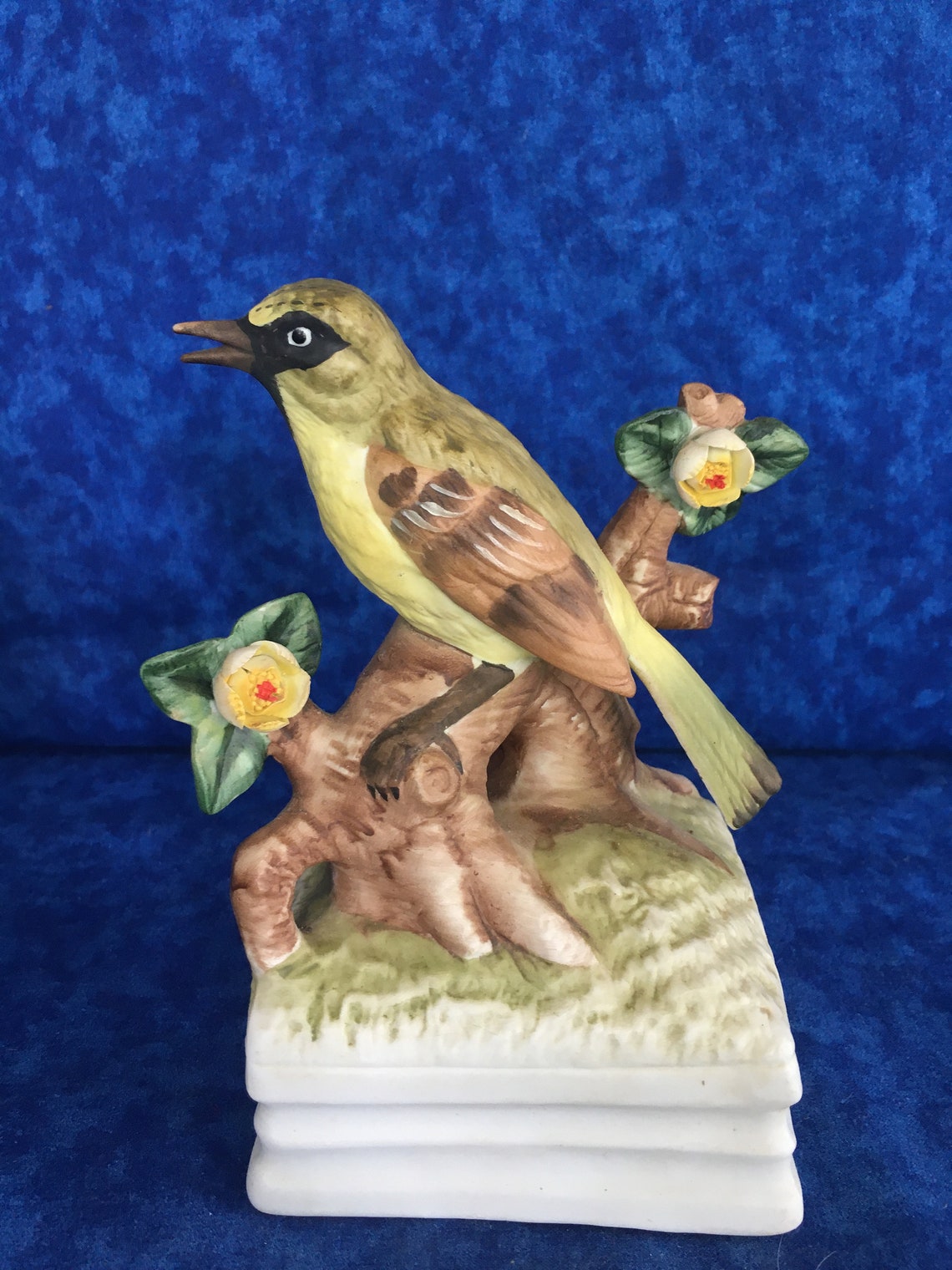 Vintage Gorham Music Box & Bisque Bird on Branch of Tree Etsy