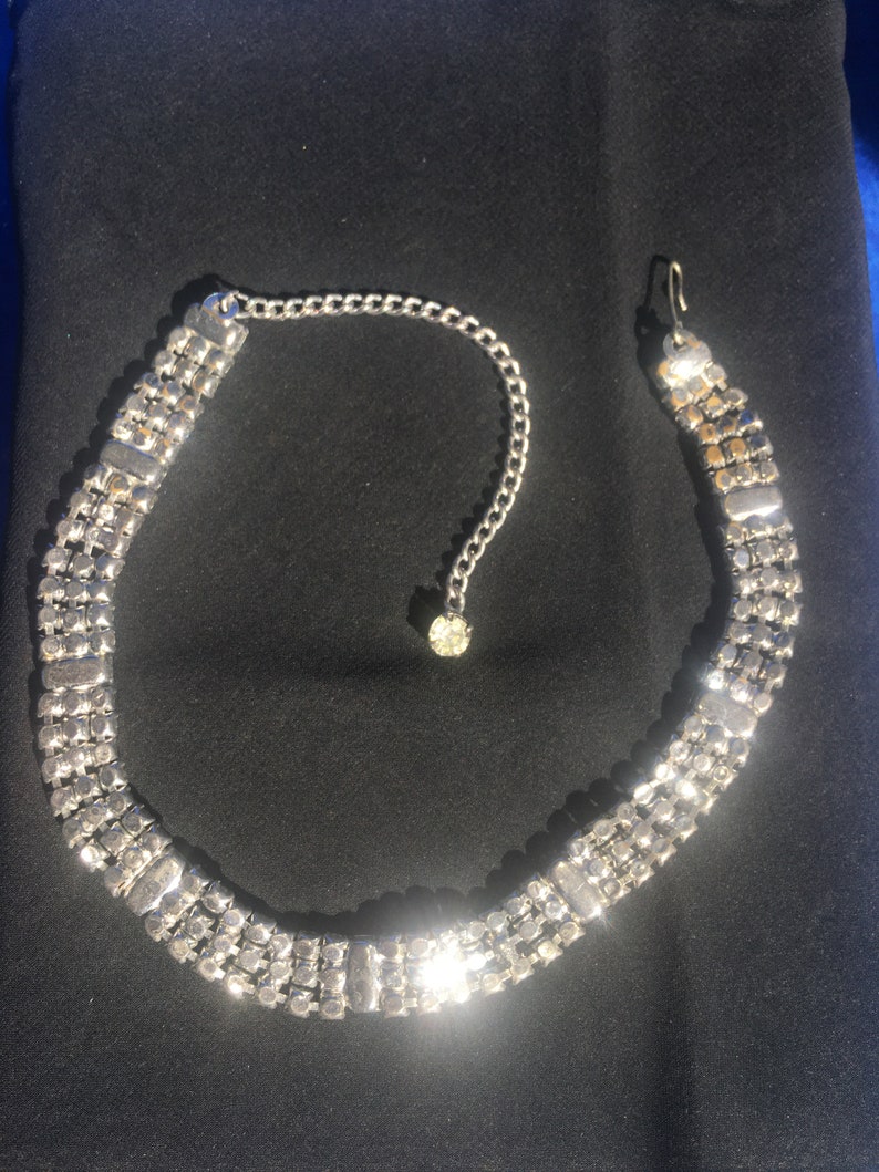 Vintage Rhinestone and Baguette Choker Necklace Etsy