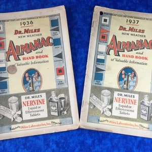 Vintage Dr. Miles New Weather Almanac 1936 and 1937