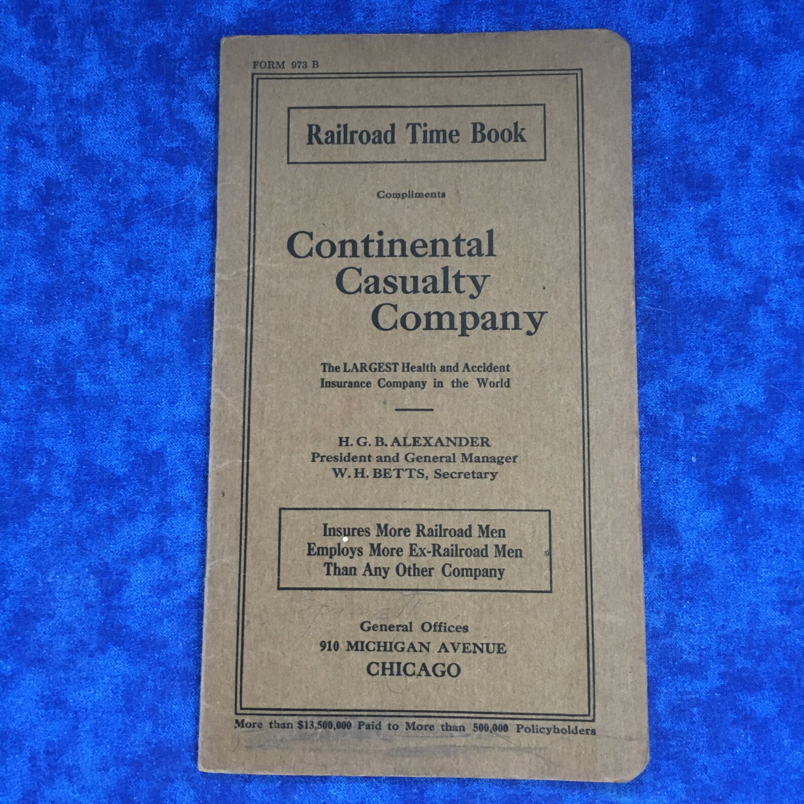 Vintage Railroad Time Book Continental Casualty Co. Etsy