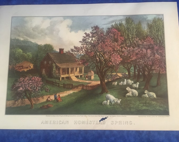 Vintage American Homestead Spring Reprint From Litho by Currier & Ives ...
