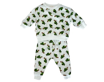 Baby Tracksuit Set, Cotton Sweatshirt and Sweatpant Set, Outfit For Baby Boy/Girl, Toddler Sweatpants and Jogger, Top and Trouser, Turtle