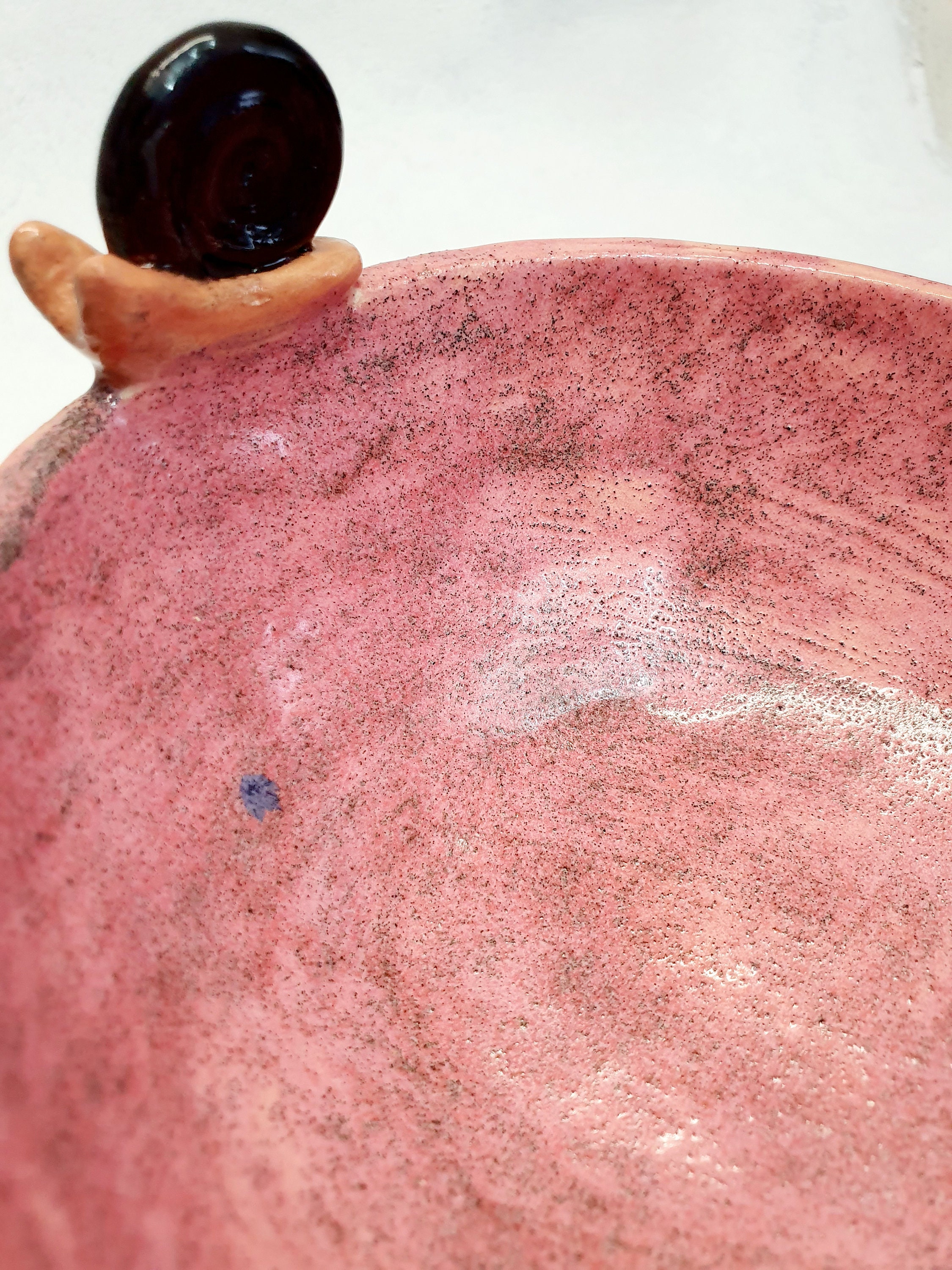 Ceramic Decorated cereal bowl Dish snail pink pottery Etsy