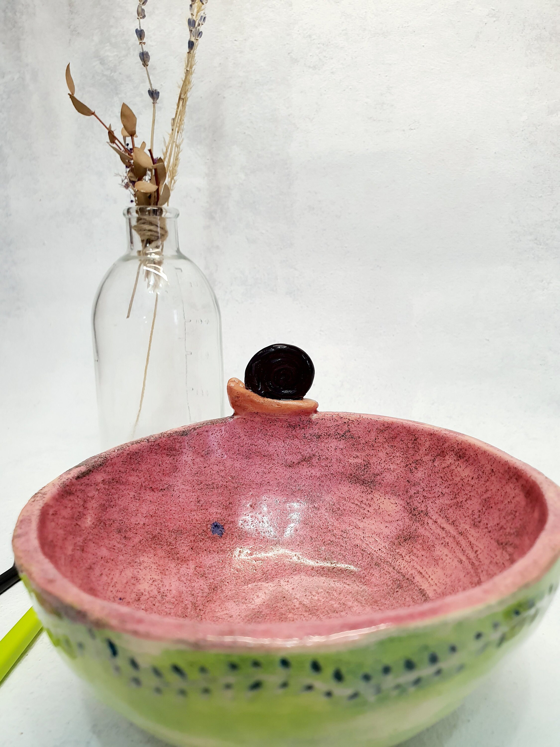 Ceramic Decorated cereal bowl Dish snail pink pottery Etsy